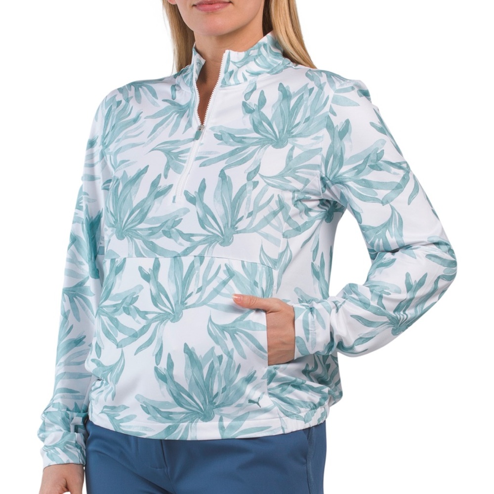 New! ⛳️🏌️‍♀️✨Puma Gold Leaf Print Quarter-Zip Pullover size M